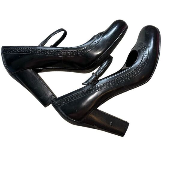 Y2K 2000’s Aldo sz 40/9.5 chunky Mary Jane pumps round toe leather black heels - Picture 9 of 9